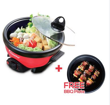 POWERPAC PPMC182 2IN1 STEAMBOAT/BBQ GRILL 1.1L