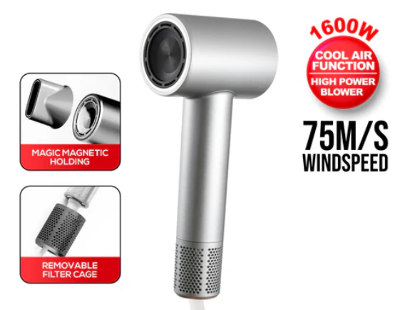 POWERPAC PPH2858 HAIR DRYER HIGH SPEED W/COOL AIR , 1600W (GREY)-ម៉ាស៊ីនផ្លុំសក់