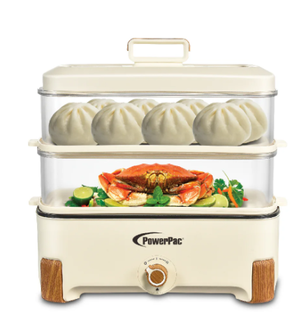 POWERPAC PPS705 MULTI COOKER WITH 2 TIER STEAMER 17L, 1200-1400W-ម៉ាស៊ីនចំហុយចំណុះ17លីត្រ