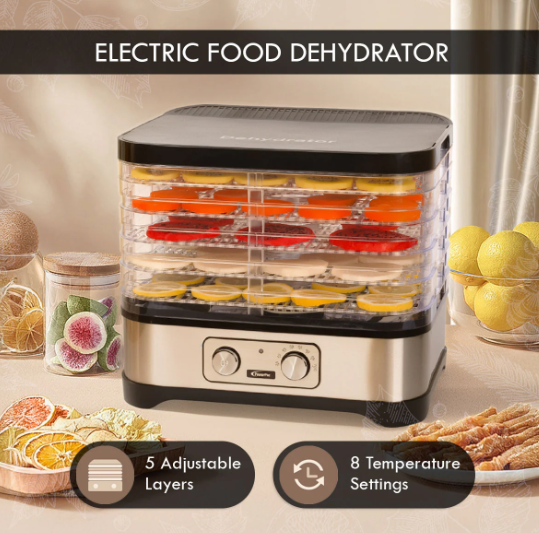 POWERPAC PPT508 FOOD DEHYDRATOR 5 LAYERS, 370-450W-ម៉ាស៊ីនសំងួតម្ហូប5ថ្នាក់