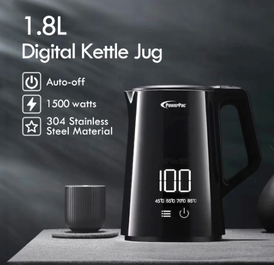 POWERPAC PPJ2035 DIGITAL KETTLE JUG 1.8L, 1500W-កំសៀវដាំទឹក1.8លីត្រ