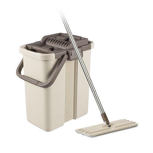 FLYMOP NC-2 SELF-WASH AND SQUEEZE BUCKET KIT BEIGE (NEW)<br>ប្រដាប់ជូតផ្ទះ មានធុងដាក់ទឹក