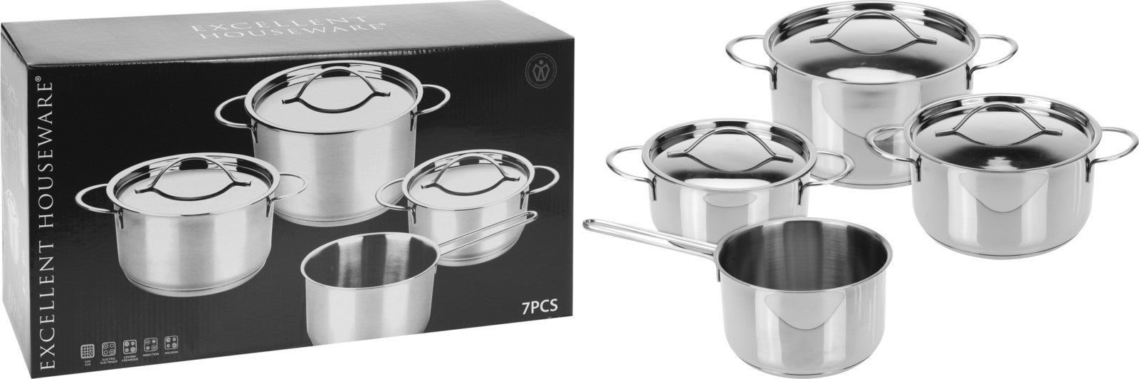 KOOPMAN 170422650 CASSEROLE STAINLESS SET 7PCS - Home-Fix Cambodia