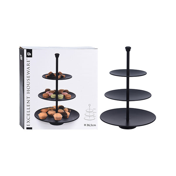 EXCELLENT HOUSEWARE A12405490 FOOD STAND 3 LAYERS MATT (BLACK) - Home-Fix Cambodia