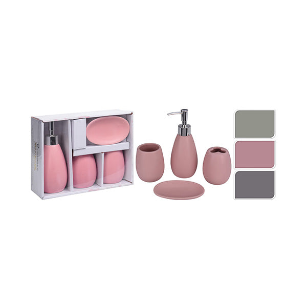 BATHROOM SOLUTIONS C80651740 BATHROOM SET 4PCS 3ASS CLR - Home-Fix Cambodia