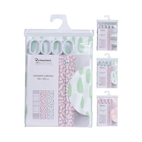 BATHROOM SOLUTIONS CY2210510 SHOWER CURTAIN (180X180CM) 3ASS - Home-Fix Cambodia