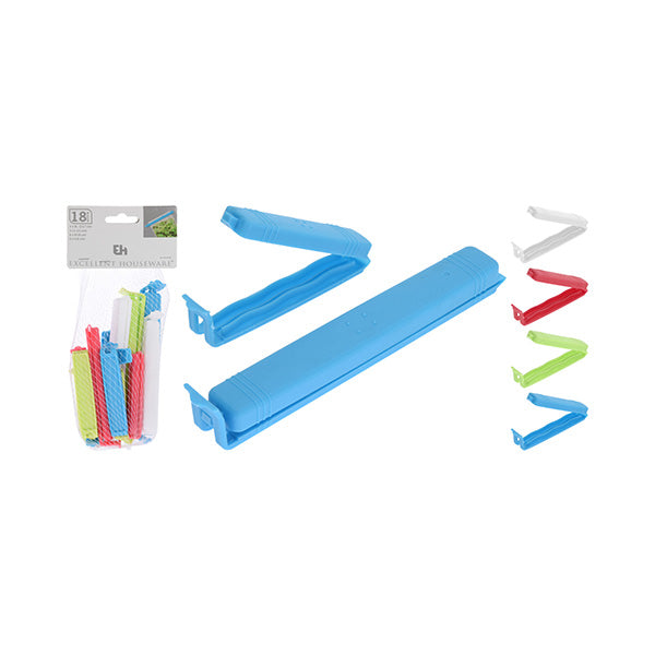 EXCELLENT HOUSEWARE CY5650780 BAG CLIPS PP 18PCS 4ASS CLR - Home-Fix Cambodia