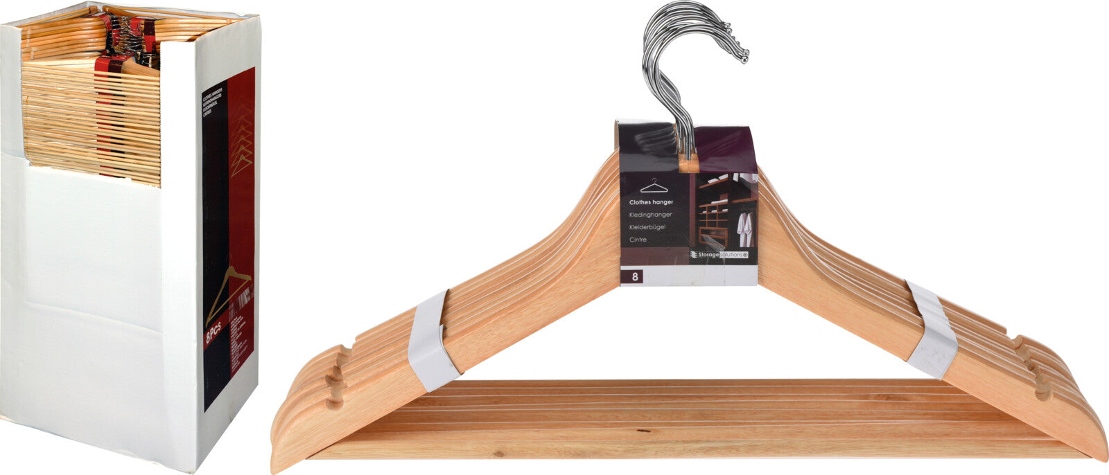 KOOPMAN KH1000030 CLOTHES HANGER SET WOOD 8PCS - Home-Fix Cambodia