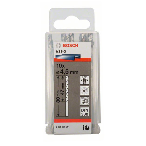 BOSCH HSS-G METAL DRILL BIT (4.5 MM X 10 PCS)<br>BOSCH HSS-G ផ្លែស្វានដែក (4.5 មីលីម៉ែត្រ X 10 ដើម) - Home-Fix Cambodia