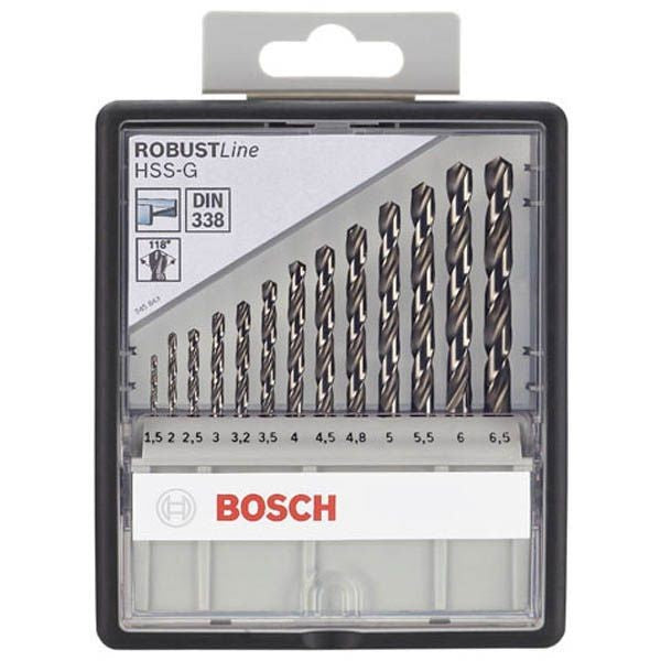 BOSCH HSS BIT SET 13'S (1.5 - 6.5 mm)<br>BOSCH HSS ឈុតផ្លែស្វាន មាន 13 ដើម (1.5 - 6.5 មីលីម៉ែត្រ)