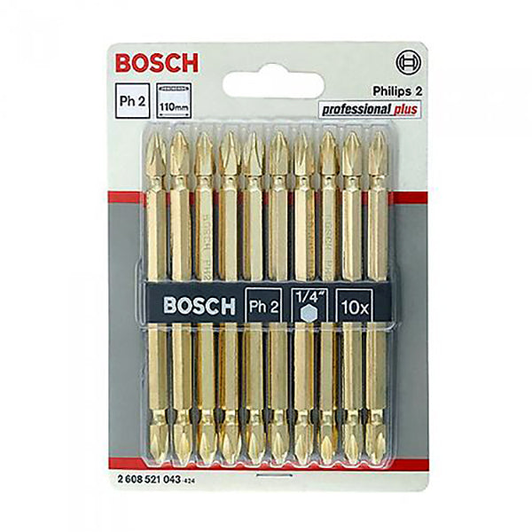 BOSCH SCREWDRIVER BIT (PH2-110MM)(10PCS)<br>BOSCH ផ្លែស្វាន (PH2-110 មីលីម៉ែត្រ)(10 ដើម) - Home-Fix Cambodia