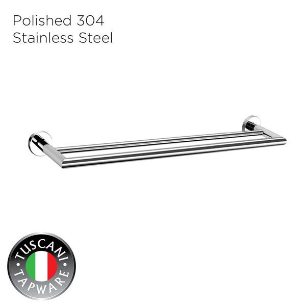 TUSCANI C6DB 60CM DOUBLE TOWEL BAR304STAINLESS STEEL MIRROR POLISH <br> ធ្នើរព្យួរកន្សែង - Home-Fix Cambodia