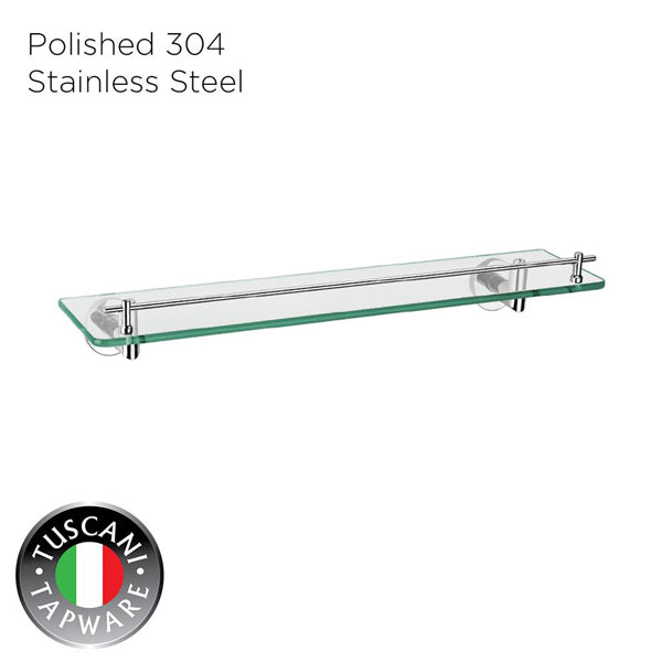TUSCANI C7GS GLASS SHELF 304STAINLESS STEEL MIRROR POLISH <br> ធ្នើរកញ្ចក់ដាក់ក្នុងបន្ទប់ទឹក - Home-Fix Cambodia