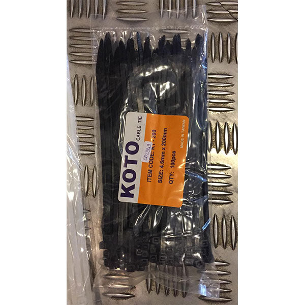 KOTO KT-100 CABLE TIE BLACK 2.5MM*100MM<br>ខ្សែរឹតប្រវែង 250មម *1តឹកពណ៍ខ្មៅ