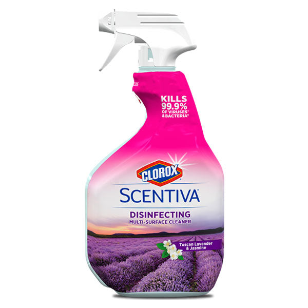 CLOROX SURFACE CLEANER TUSCAN LAVENDER & JASMINE KILL OF VISUSES & BACTERIA 99.9%<br>ទឹកថ្នាំសំលាប់មេរោគ99.9%ខ្លិនផ្កា<br>表面清洁剂, 托斯卡纳薰衣草和茉莉味, 杀病毒和细菌