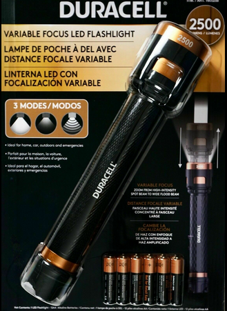 DURACELL LED FLASHLIGHT 2500 LUMENS <br> ពិល - Home-Fix Cambodia