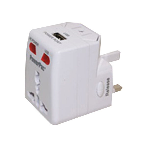 POWERPAC PP7978 UNIVERSAL TRAVEL ADAPTER W/ USB CHARGER<br> ឌុយតសម្រាប់ធ្វើដំណើរក្រៅប្រទេស មាន USB សាកភ្លើង