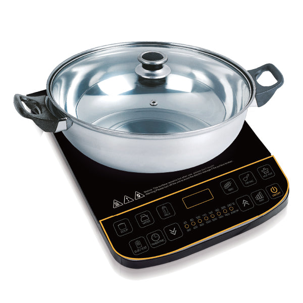 POWERPAC PPIC888 SENSOR TOUCH INDUCTION COOKER 2000W<br>ចង្ក្រានអគ្គិសនីស៊ែនស័រ<br>电磁炉, 不锈钢锅, 2000瓦特