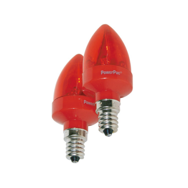 POWERPAC PP6221 10LED CANDLE BULB  (2PCS PACK) - RED<br> អំពូលទាន អិល អ៊ី ឌី - Home-Fix Cambodia