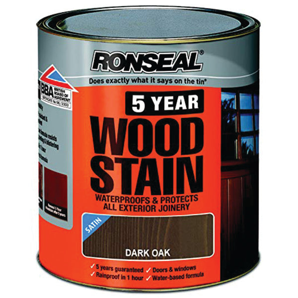 RONSEAL 30390 5YR WOODSTAIN DARK OAK 750ML <br> ថ្នាំលាបឈើ (750 មីលីលីត្រ) - Home-Fix Cambodia
