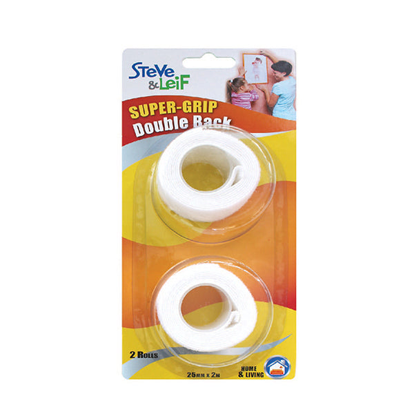 S&L SL-704 SUPERGRIP DOUBLE BACK WHITE (25MMX2M) <br> ស្កុតមុខពីរអាចប្រើបក/បិទ - Home-Fix Cambodia