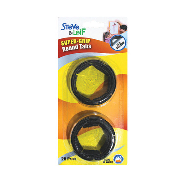 S&L SL-736 SUPERGRIP HOOK AND LOOP ROUND TABS BLACK 25 SETS <br> ស្កុតមុខពីរអាចប្រើបក/បិទ - Home-Fix Cambodia