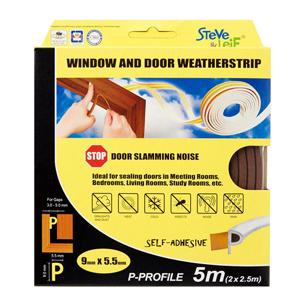 S&L SL-103 P-PROFILE WHITE 9X5.5MM (2X2.5M) <br> ទ្រនាប់បិទស៊ុមទ្វារ (ពណ៌ស)