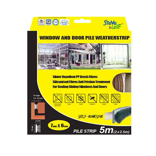 S&L SL-110 PILE WEATHERSTRIP BROWN7X6MM (2X2.5M) <br> ទ្រនាប់បិទទ្វារឬបង្អូចកញ្ចក់ (ពណ៌ត្នោត) - Home-Fix Cambodia
