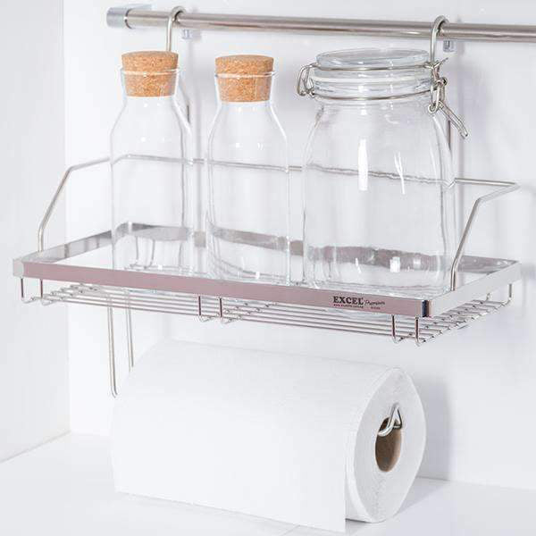 EXCEL EKWR0023-SUS304-L470MM ITALIAN SERIES SUS304 2TIER SPICE & CLOTH<br>ធ្នើរដាក់សំភារៈប្រើប្រាស់ និងក្រដាសជូážážŠáŸƒ - Home-Fix Cambodia