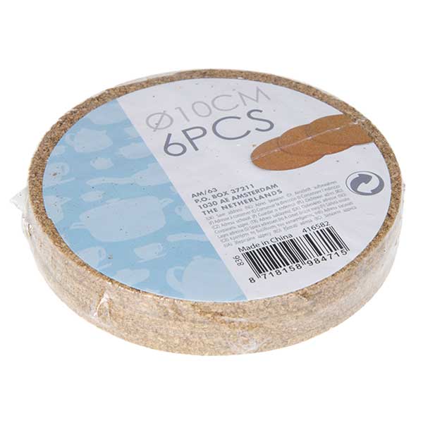 KOOPMAN 836314000 CORK COASTERS ROUND<br>ទម្រកែវរាងមូល - Home-Fix Cambodia