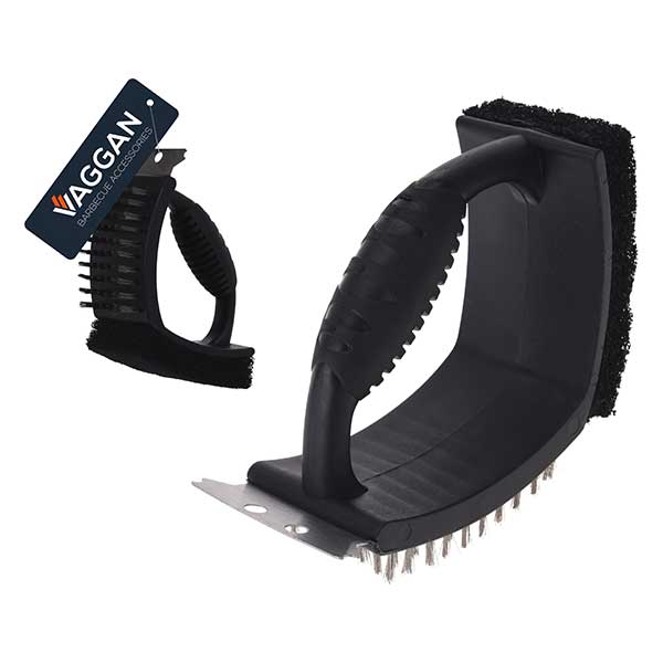 KOOPMAN YL7900790 GRILL BRUSH 3 IN 1 STAINLESS STEEL WITH GRIP<br>3ក្នុង 1 ច្រាសដុសសម្អាតចង្ក្រានអាំងសាច់ប៊ីប៊ីឃ្យូ