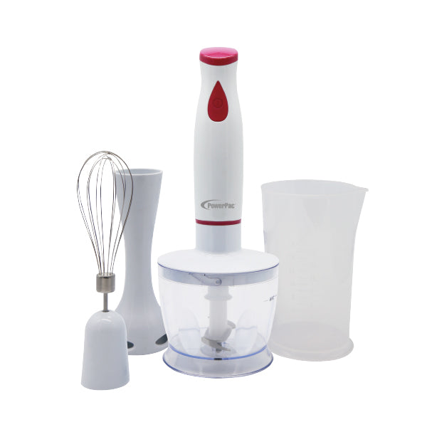 POWERPAC PPBL383 3 IN 1 HAND BLENDER SET (CHOPPER & BEAKER WHISK) 200W