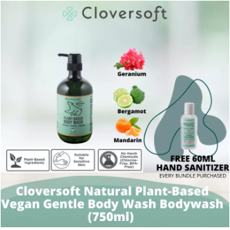 CLOVERSOFT PLANT BASED BODY WASH 750ML (GERANIUM, MANDARIN) - Home-Fix Cambodia