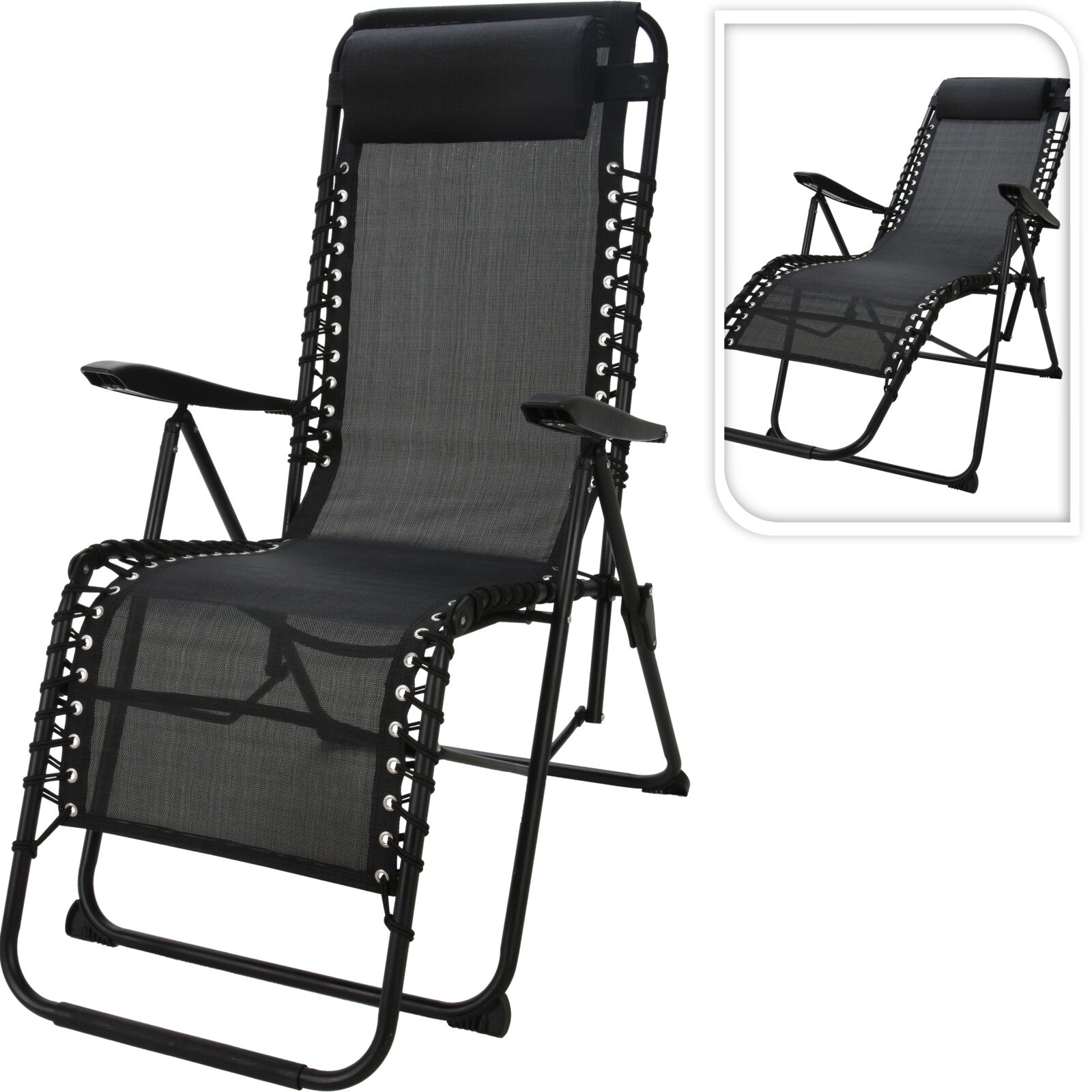 KOOPMAN X70000090 FOLDING CHAIR ADJUSTABLE BLACK - Home-Fix Cambodia