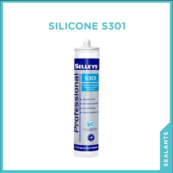 SELLYS S301 ACETOXY CURE SILICONE 280ML (WHITE) - កាវស៊ីលីខនពណ៏ស