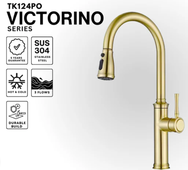 TUSCANI TK124PO-MG KITCHEN MIXER PULL OUT  (VICTORINO SERIES) (MATT GOLD)