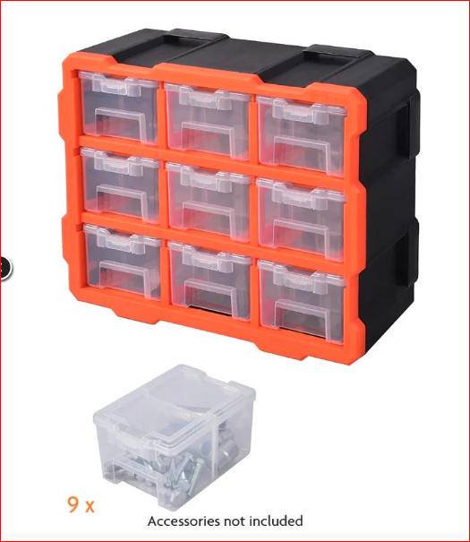 TACTIX TX-320674 MODULAR STORAGE TOWER WITH 9 ORGANIZERS - PLASTIC RACK - ប្រអប់ដាក់ខ្ចៅ