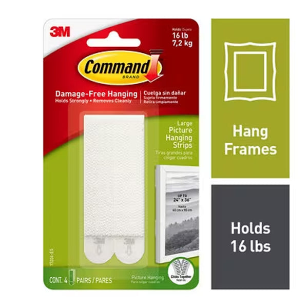 3M (63616) COMMAND X-LARGE PICTURE HANGING STRIPS VP - WHITE - ស្តុតមុខពីរ 3M
