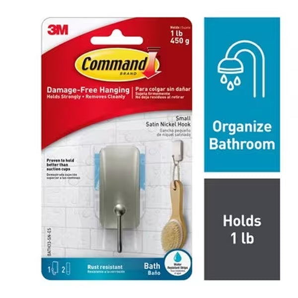 3M (28588) COMMAND SATIN NICKEL SMALL HOOK 450G