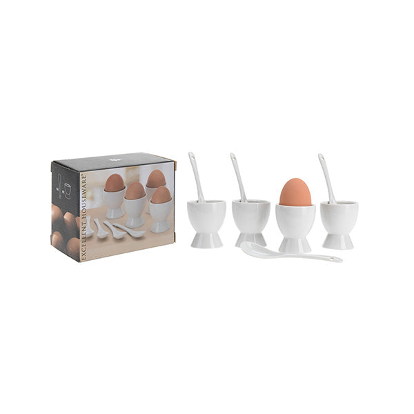 EXCELLENT HOUSEWARE 795800030 EGG CUP PORCELAIN W/SPOON 8PCS - Home-Fix Cambodia