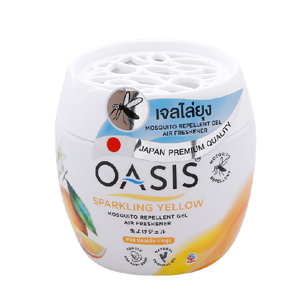 OASIS MOSQUITO REPELLENT GEL AIR FRESHENER 180G (SPARKING YELLOW)<br>ជែលក្រអូបបណ្ដេញមូស ក្លិនផ្លែលក្រូច - Home-Fix Cambodia
