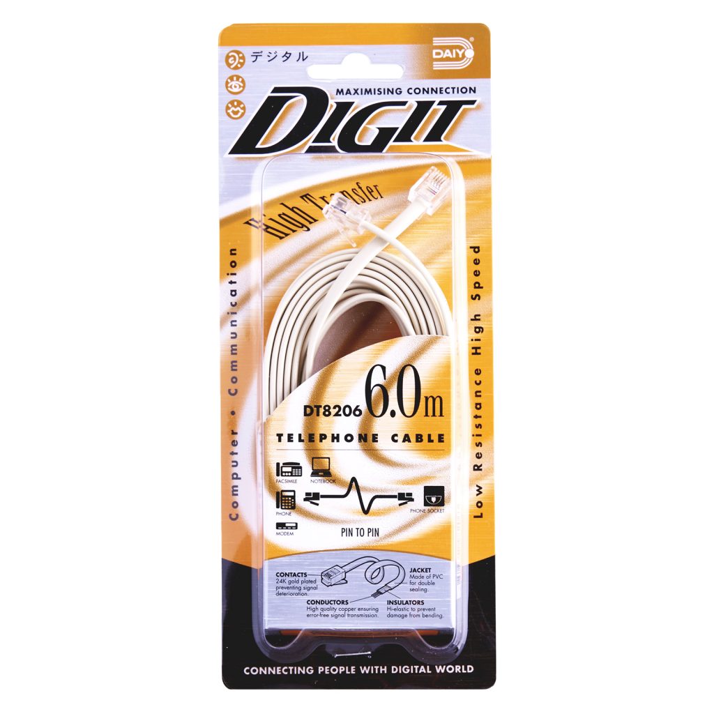 DAIYO DT 8206 TEL CABLE 6M<br>ខ្សែបញ្ជូនទិន្ន័យ