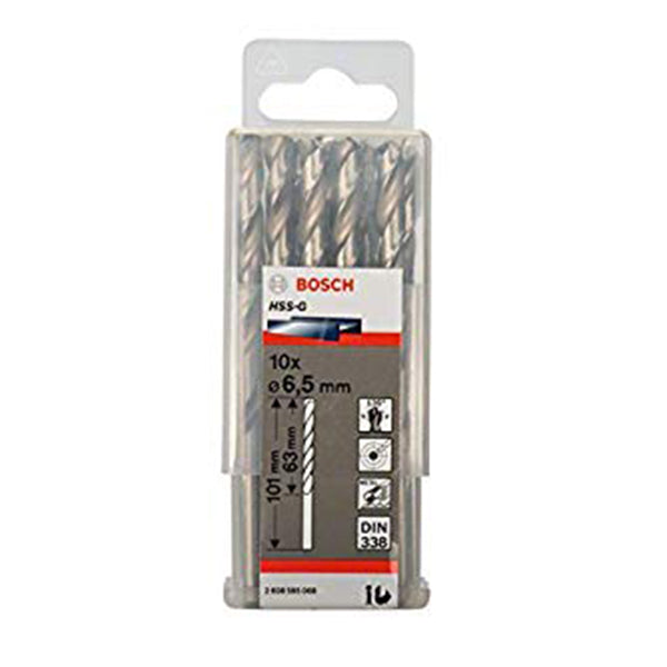 BOSCH HSS-G METAL DRILL BIT (6.5 MM X 10 PCS)<br>BOSCH HSS-G ផ្លែស្វានដែក (6.5 មីលីម៉ែត្រ X 10 ដើម) - Home-Fix Cambodia