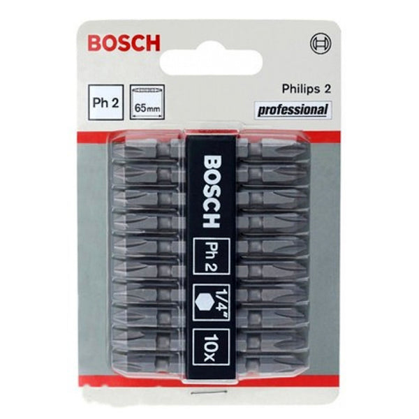 BOSCH SCREWDRIVER BIT (PH2-65MM) (10 PCS)<br>BOSCH ផ្លែស្វាន (PH2-65 មីលីម៉ែត្រ) (10 ដើម) - Home-Fix Cambodia