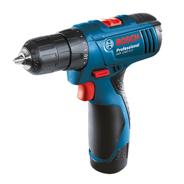 BOSCH GSR 1080-2-LI  BATT. DRILL DRIVER  1.5AH<br>BOSCH GSR 1080-2-LI ម៉ូទ័រស្វាន ប្រើថ្មសាក (1080 វ៉ុល 1.5 អំពែ) - Home-Fix Cambodia