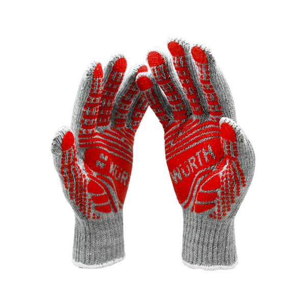 WURTH PROTECTIVE GLOVE PVC GRAY/RED<br>ស្រោមដៃចាក់ការពារធ្វើពីអំបោះម៉ាក BASIC
