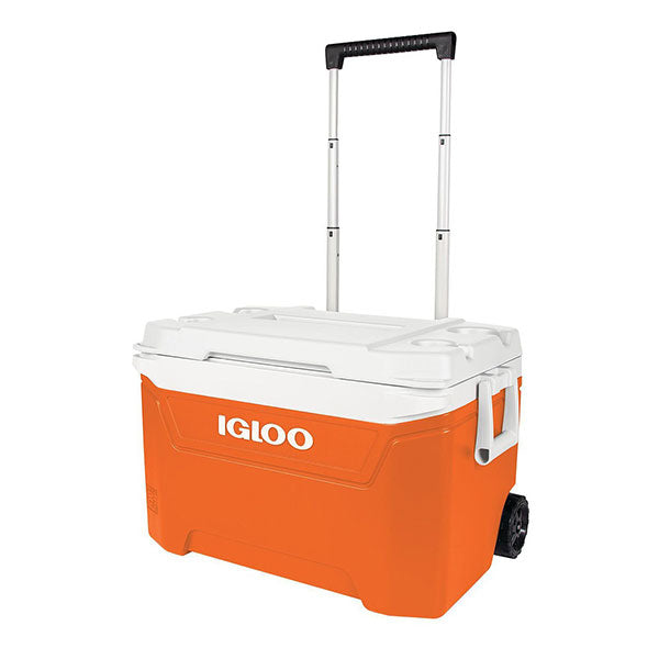 IGLOO 60QT WHEELED COOLER ORANGE 94CANS<br>ធុងទឹកកកពណ៌ទឹកក្រូច