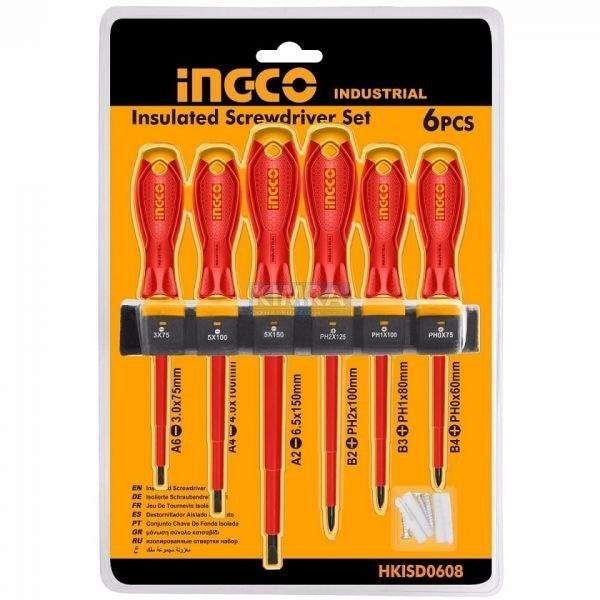 INGCO HKISD0608 INSULATED SCREWDRIVER 6PCS/SET - Home-Fix Cambodia