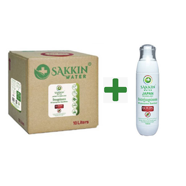 PACKAGE - ALL-PURPOSE SANTIZER REFILL 10 LITER (X3) + BOTTLE ALL-PURPOSE SANTIZER 100ML (X1)<br>ឈុតសំលាប់មេរោគ