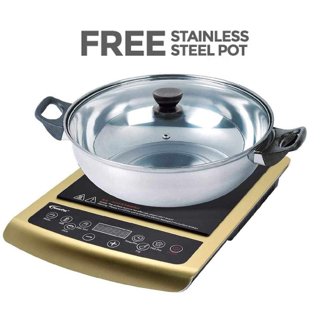 POWERPAC PPIC848 INDUCTION COOKER W/ SS POT<br>ឈុតចង្ក្រានអគ្គិសនី និងឆ្នាំង<br>电磁炉, 不锈钢锅 - Home-Fix Cambodia